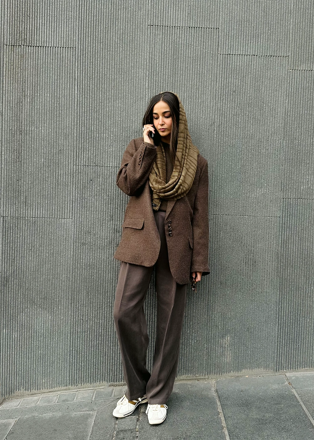 شال تایان  قهوه‌ای روشن