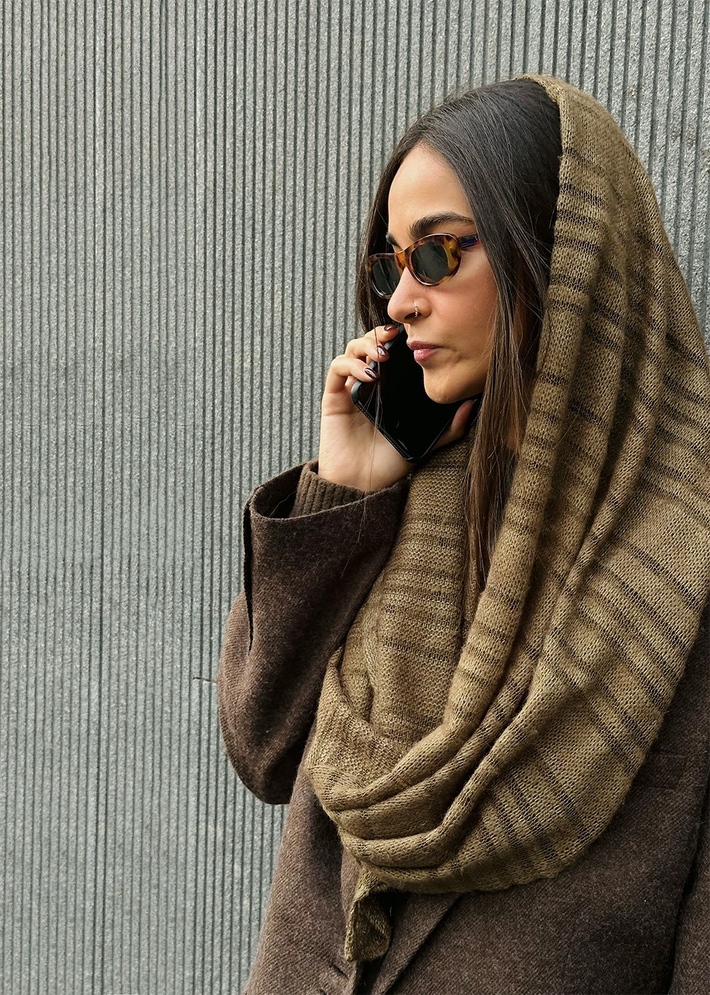 شال تایان  قهوه‌ای روشن
