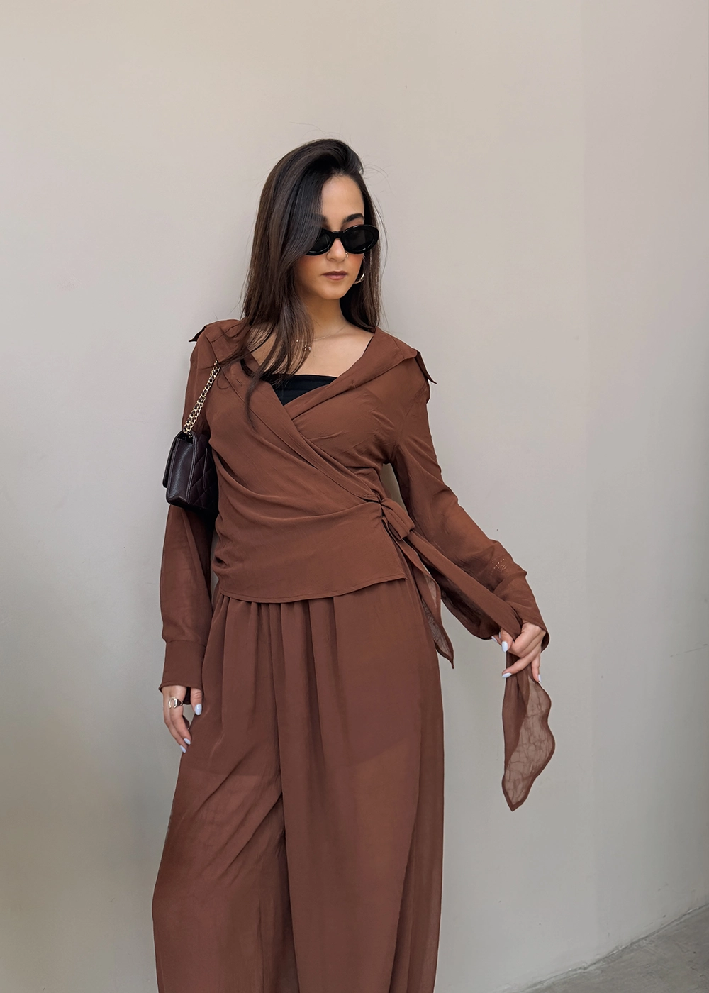 شلوار اِلان قهوه‌ای
