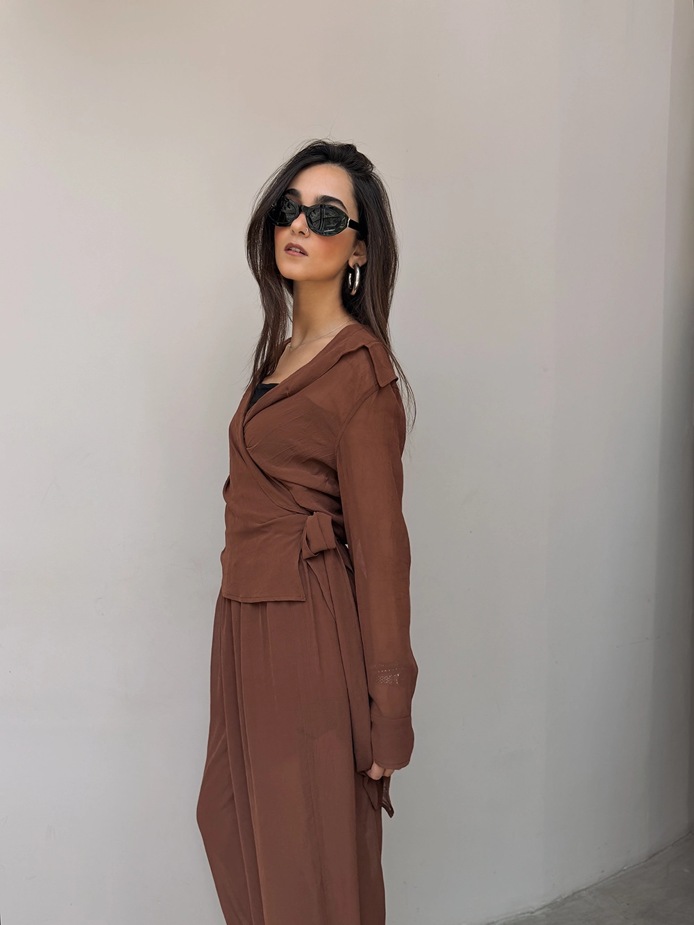 شومیز اِلان قهوه‌ای
