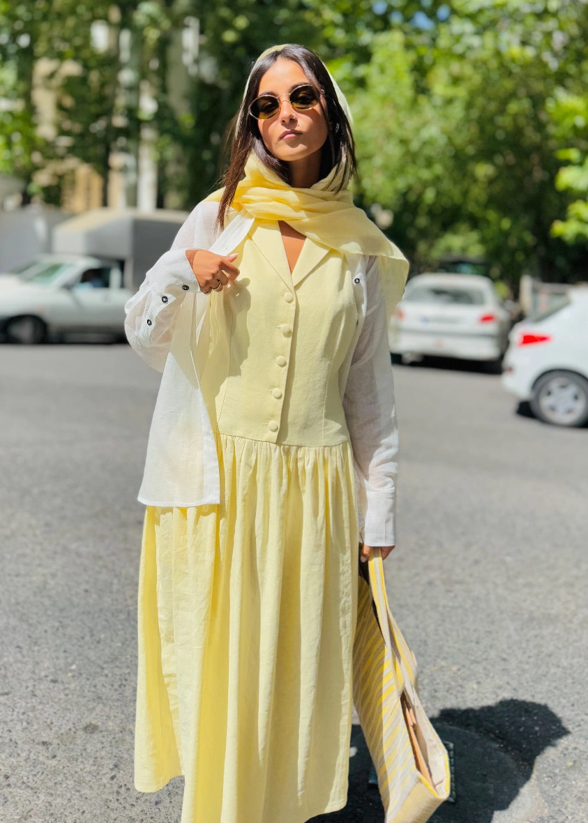 پیراهن آترانی لیمویی