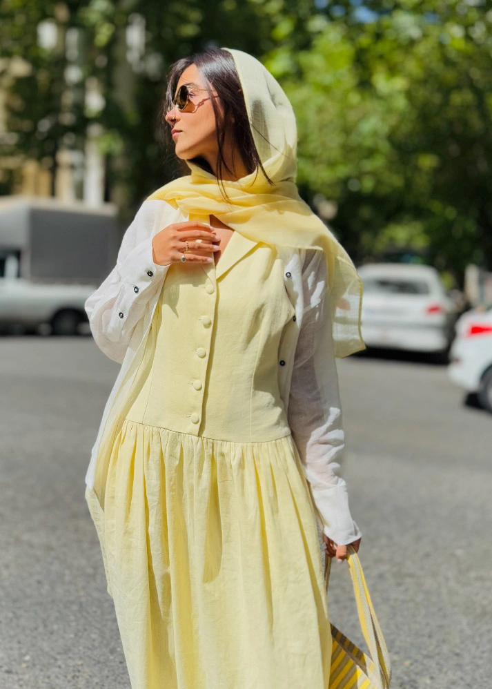 پیراهن آترانی لیمویی